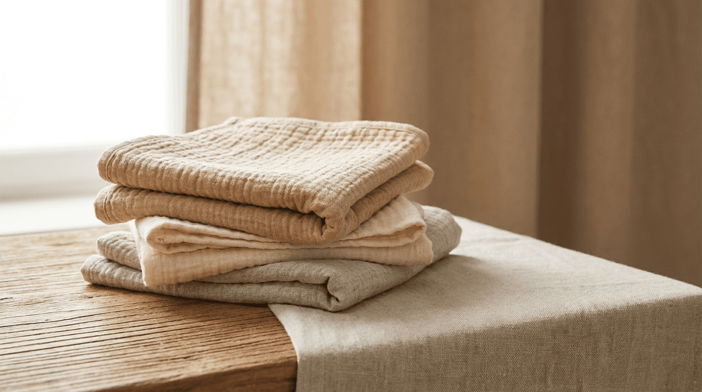 White muslin burp cloth