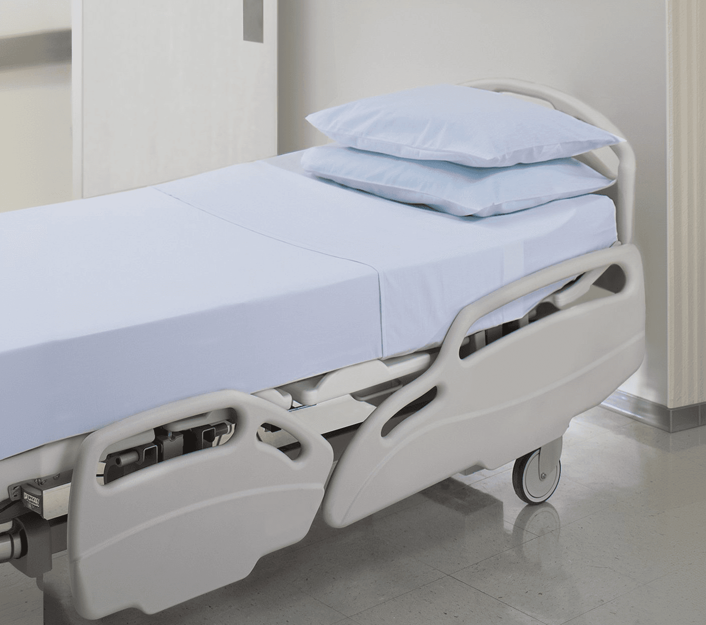 Hospital bedding — clean white hospital bed