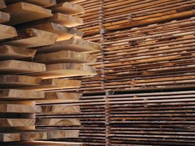Smooth planed spruce timber