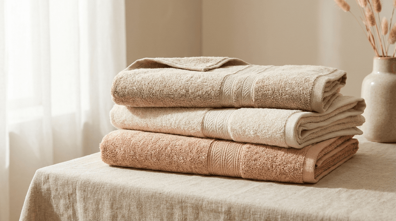 Plush peach and tan beach towels