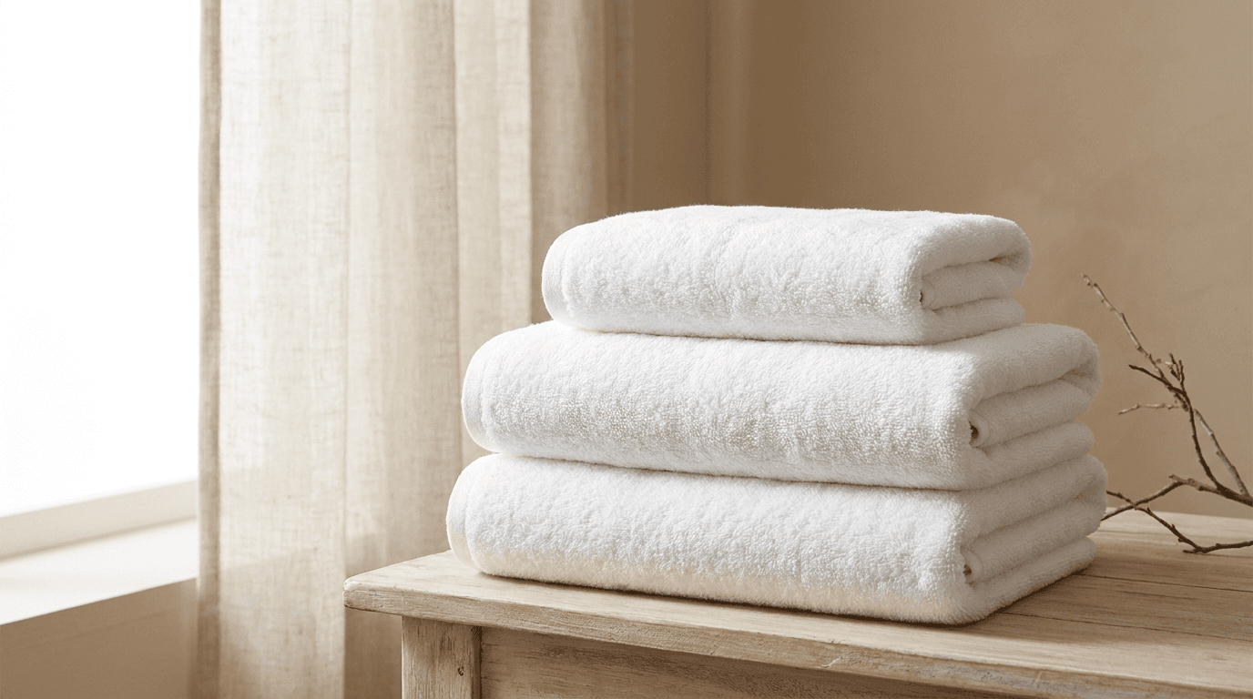 Soft fluffy towels stacked